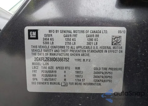 2013 GMC Terrain Denali from USA, damaged, VIN 2GKFLZE38D6366752